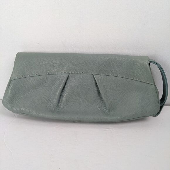 Claudia Firenze Leather clutch Sage with strap and bow - wedding prom purse - Picture 5 of 6